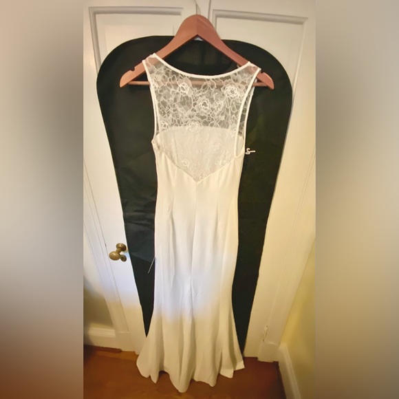 Lulus True Passion White Lace V-Back Mermaid Maxi Wedding Dress - Picture 3 of 7